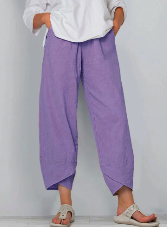 👖Vintage Asymmetrical Elastic Waist Pockets Pants – Unique Design, Comfortable Fit & Functional Style🌸