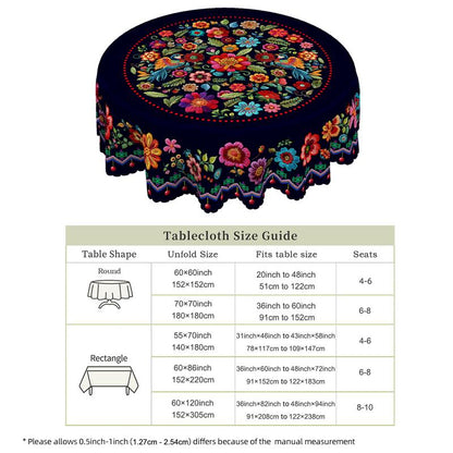 🔥Hot Sale🔥Mexican Floral Tablecloth With Scalloped Edge