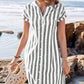 Women's Striped Button-Down Shirt Dress