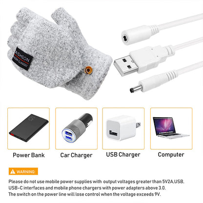 Winter USB Heated Warm Knitted Gloves