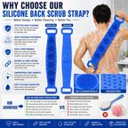 🧼Silicone Back Scrubber for Bath, Double-Sided Body Exfoliating Bath Brush with Soft Silicone Bristles