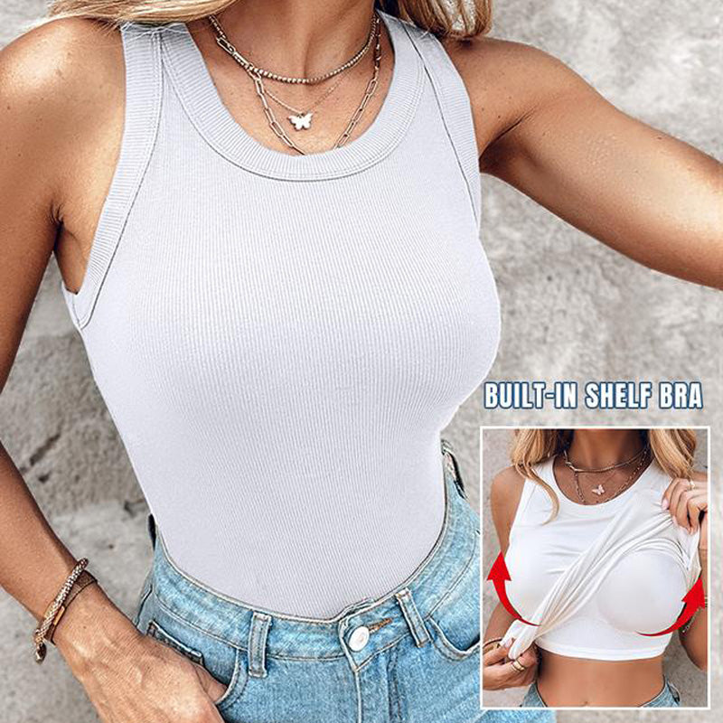 🔥Women's Ribbed Tank Top with Shelf Bra