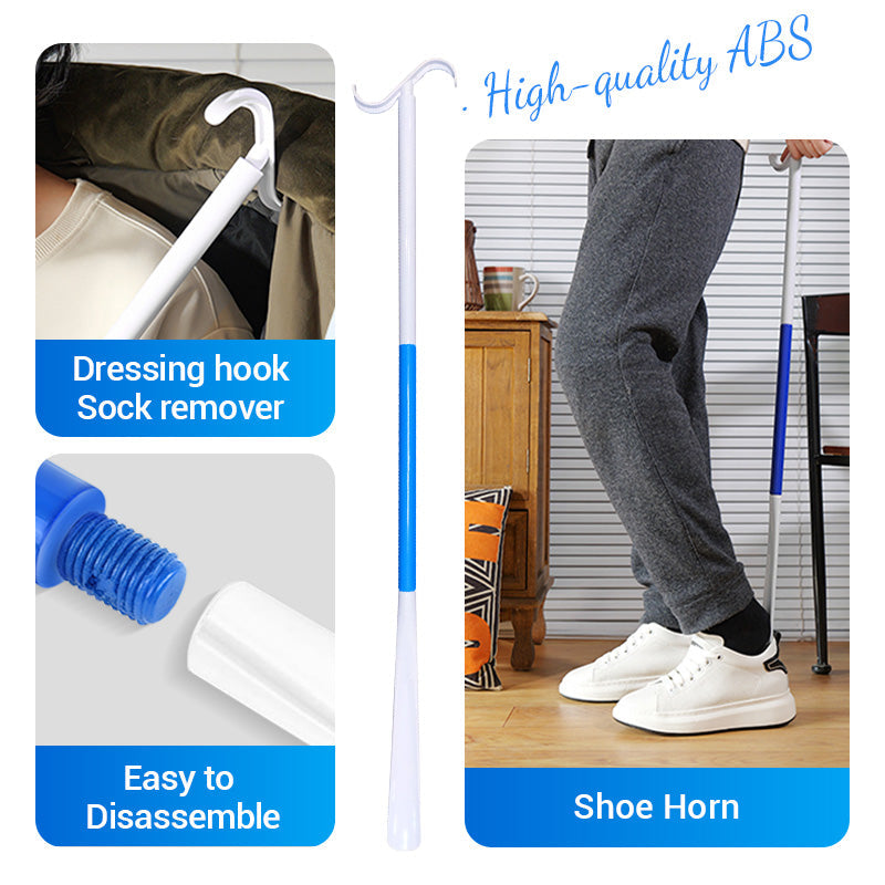Adjustable Long Shoe Horn with Sock Remover for Seniors
