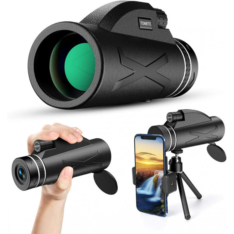 🎉Hot Sale🎉80x100 Monocular Telescope with Smartphone Adapter & Tripod