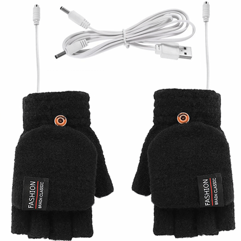 Winter USB Heated Warm Knitted Gloves