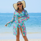🏖️🌼Women's Fashion Multicolor Printed Bikini Swimsuit 3 Piece Set