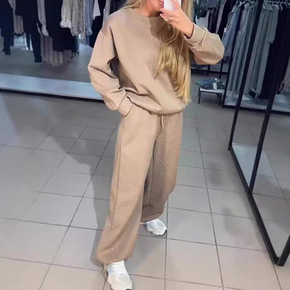 🍂Fall Specials🍂Women’s Round-neck Casual Sports Sweatshirt and Jogger Pants (2-piece Set)