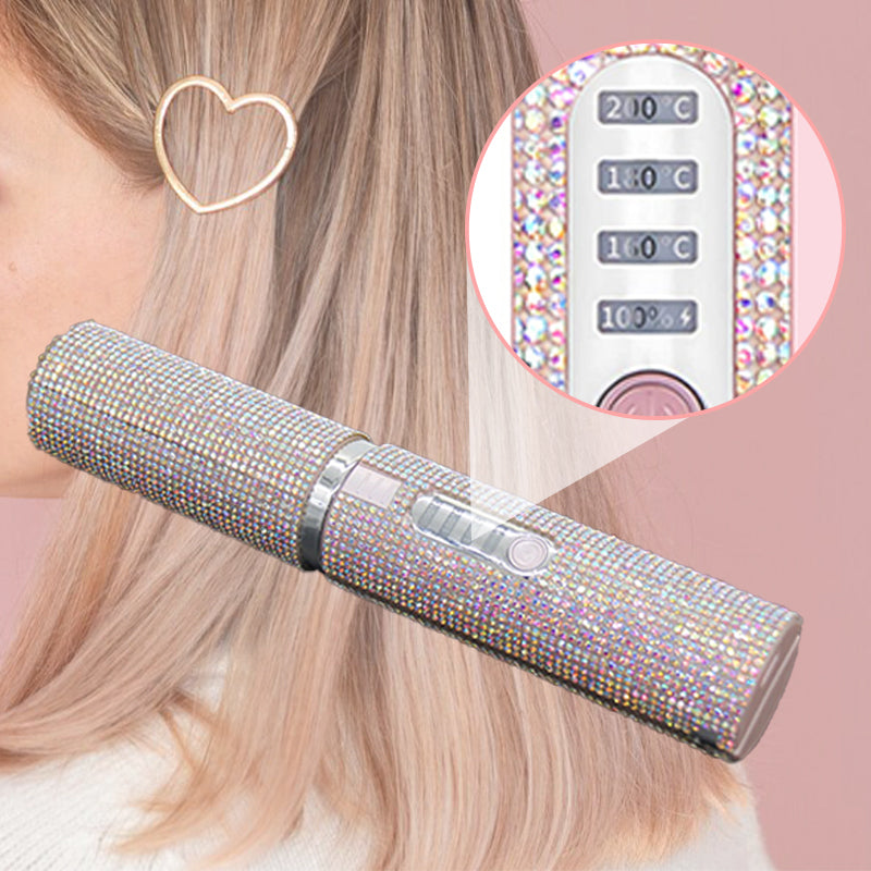 🔥50% OFF🔥 Long-Lasting Straightening & Curling Hair Iron with Gorgeous Rhinestone