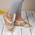 🔥50% OFF🔥Women's Fashion Open-toe Wedge Sandals with Elastic Strap