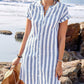 Women's Striped Button-Down Shirt Dress