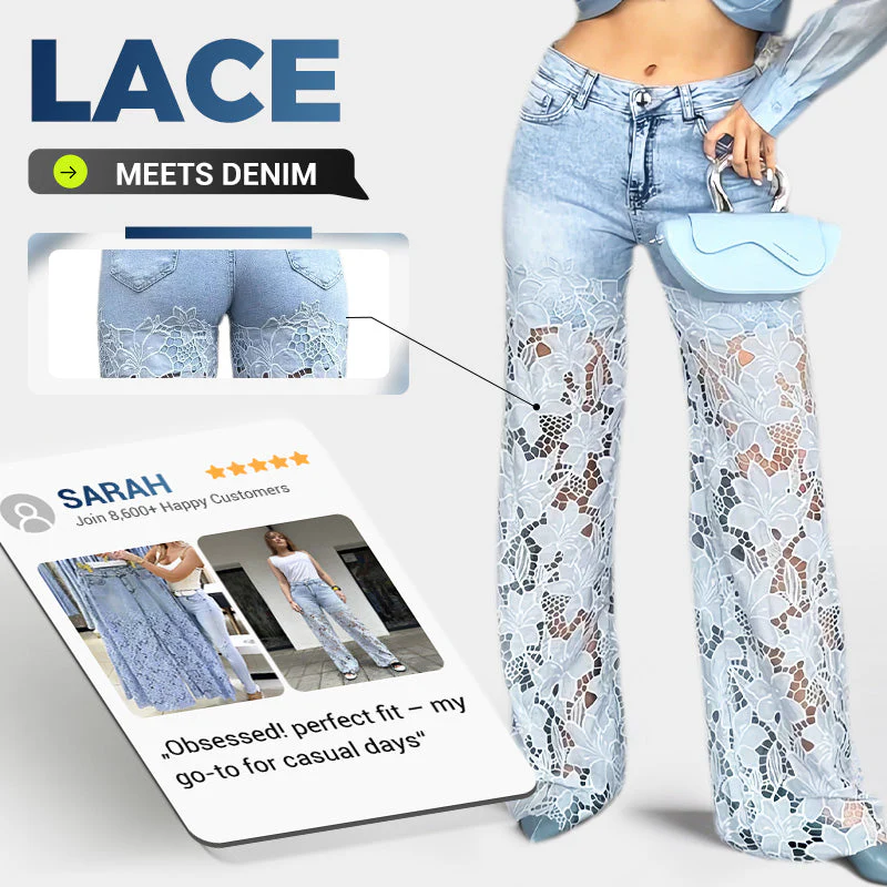 🌸🔥 Lace Spliced Jeans