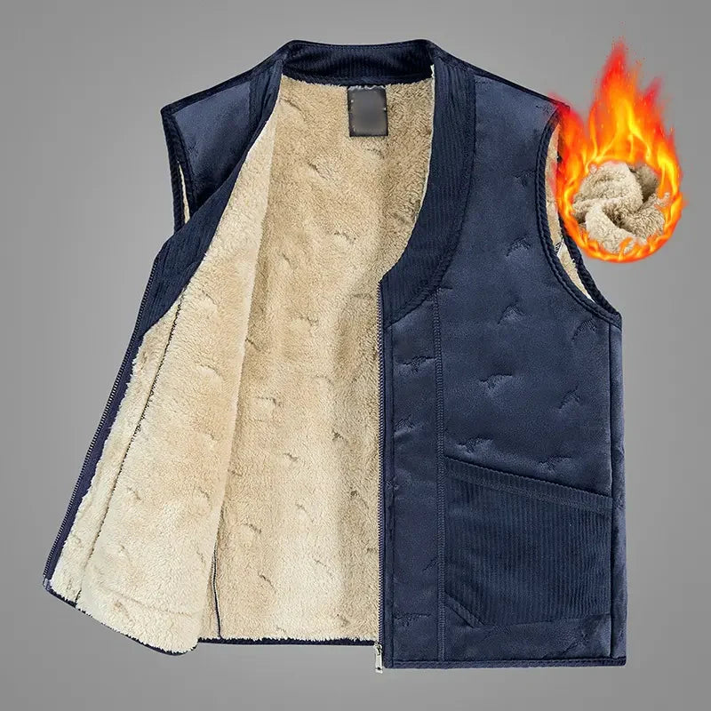 Men's Trendy Warm Solid Color Vest with Zipper