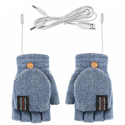 Winter USB Heated Warm Knitted Gloves