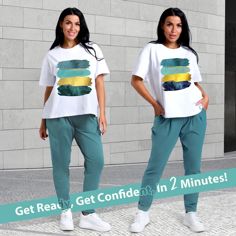 Fashionable Simple Casual  2-Piece Set