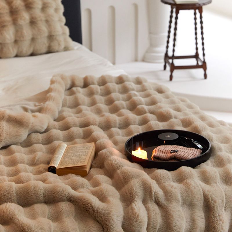 🎁Winter Toscana Reversible Blanket: Faux Rabbit Fur for Ultimate Warmth! ❄️✨