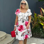 👗Multi-plant Floral Print Cascade Dress💖