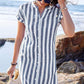 Women's Striped Button-Down Shirt Dress