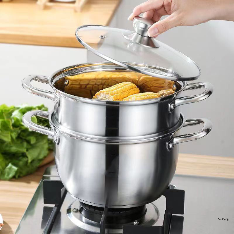 🔥Free Shipping🔥Stainless Steel Multifunctional Double-Layer Pot & Steamer