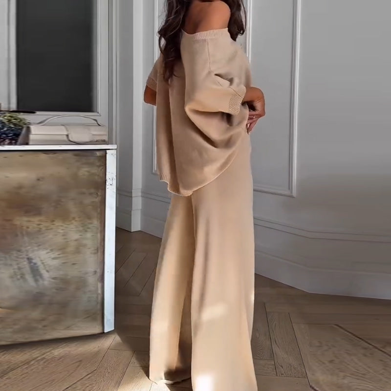 💥 Casual One Shoulder Top & Pants Two Piece Set for Women