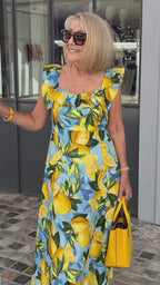 Plus Size Lemon Printing Tunic Dress