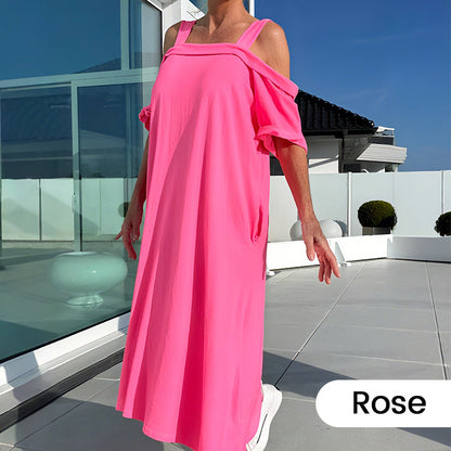 🏖️Summer Specials💃Women's Cold Shoulder Casual Maxi Dress