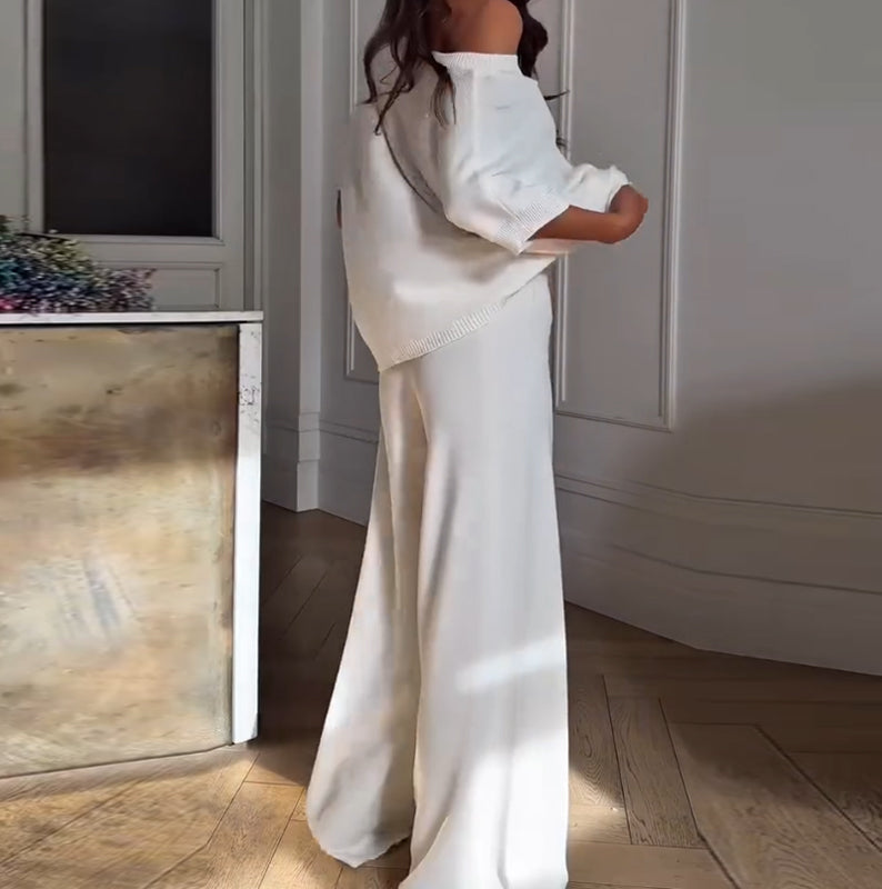 💥 Casual One Shoulder Top & Pants Two Piece Set for Women