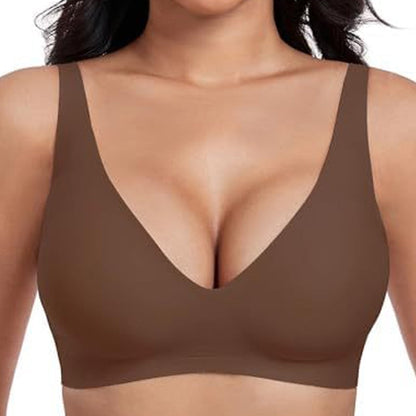 Jelly Wireless Womens Comfortable Wireless Bras Push Up Bralettes Seamless Tshirts Bras Deep V Everyday Bras