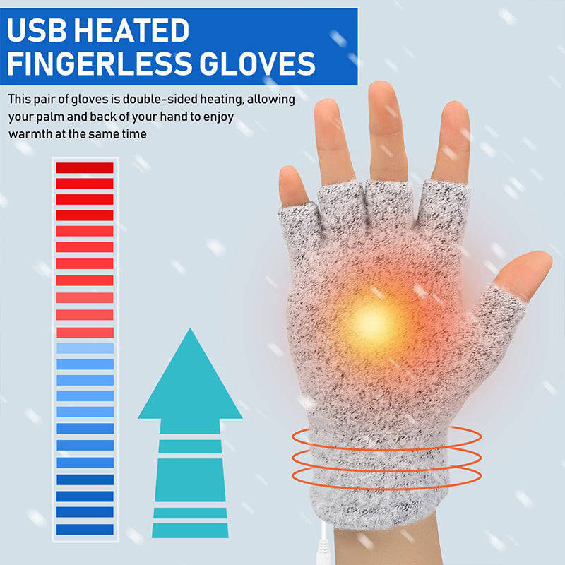 Winter USB Heated Warm Knitted Gloves