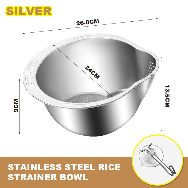 Multi-functional Cutting and Draining SUS 304 Bowl