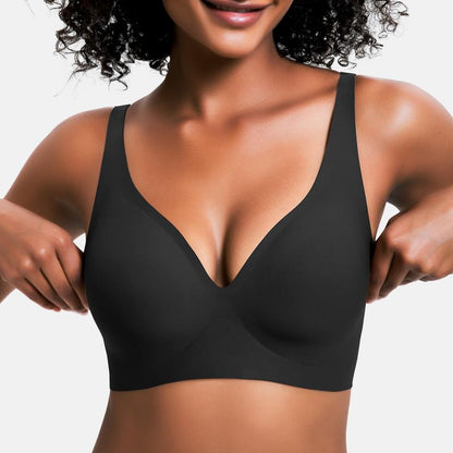 Jelly Wireless Womens Comfortable Wireless Bras Push Up Bralettes Seamless Tshirts Bras Deep V Everyday Bras