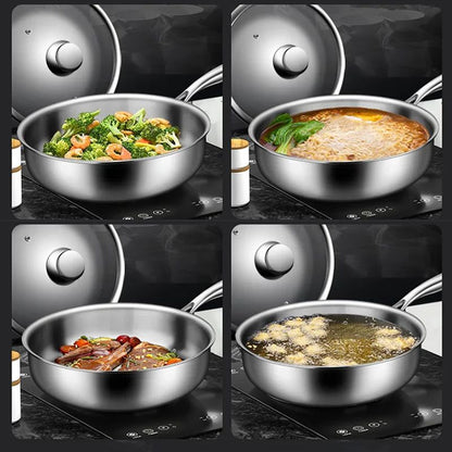 🔥Free Shipping🔥Multi Functional Non-coated Stainless Steel Frying Pan