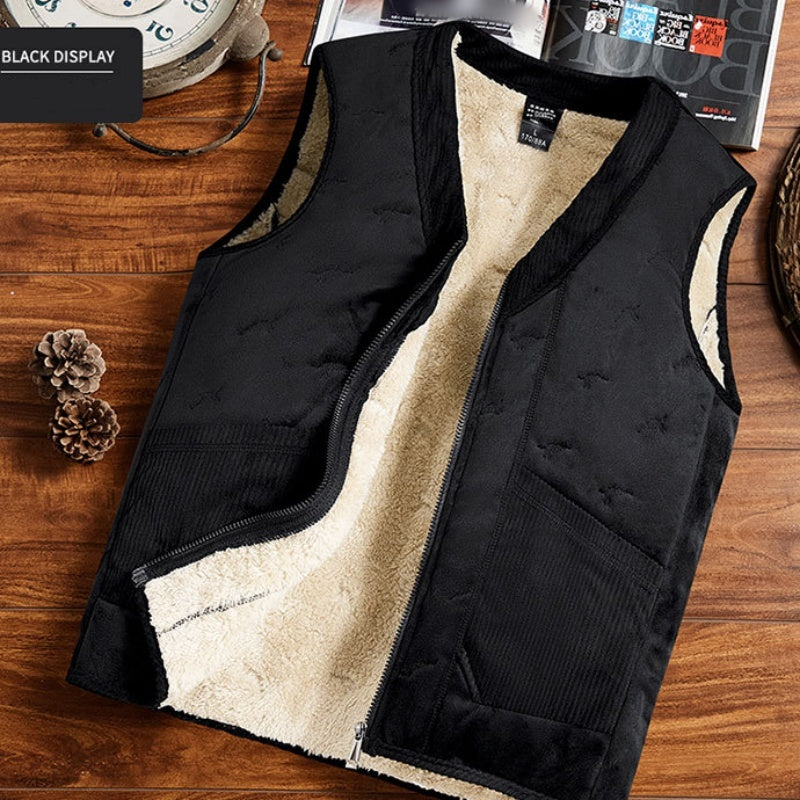 Men's Trendy Warm Solid Color Vest with Zipper