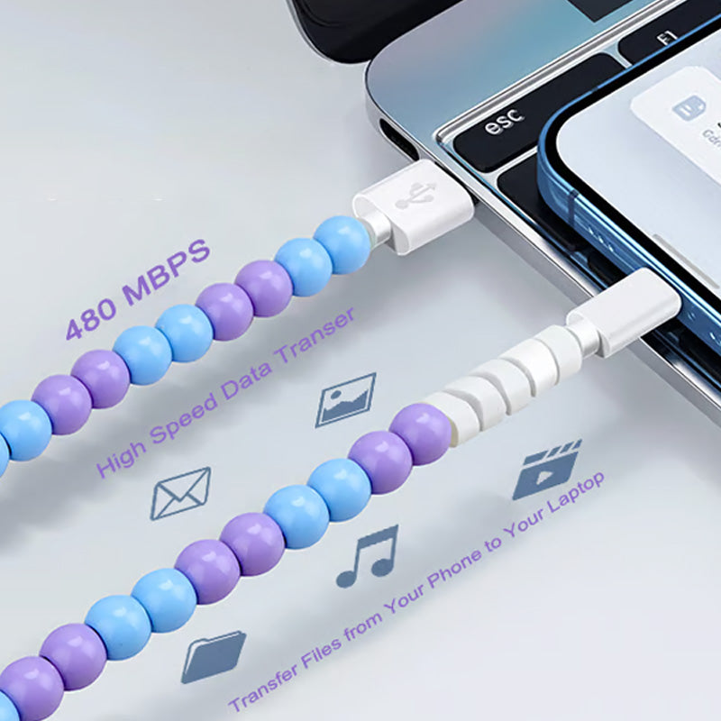 🔥2-In-1 USB To Type-C ＆ Lighting Beaded Charger Cord