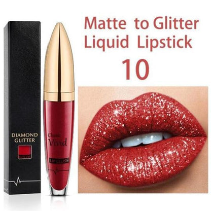Flash Sale：Buy 1 Get 1 Free!⚡Diamond Lip Gloss Matte To Glitter Liquid Lipstick Waterproof