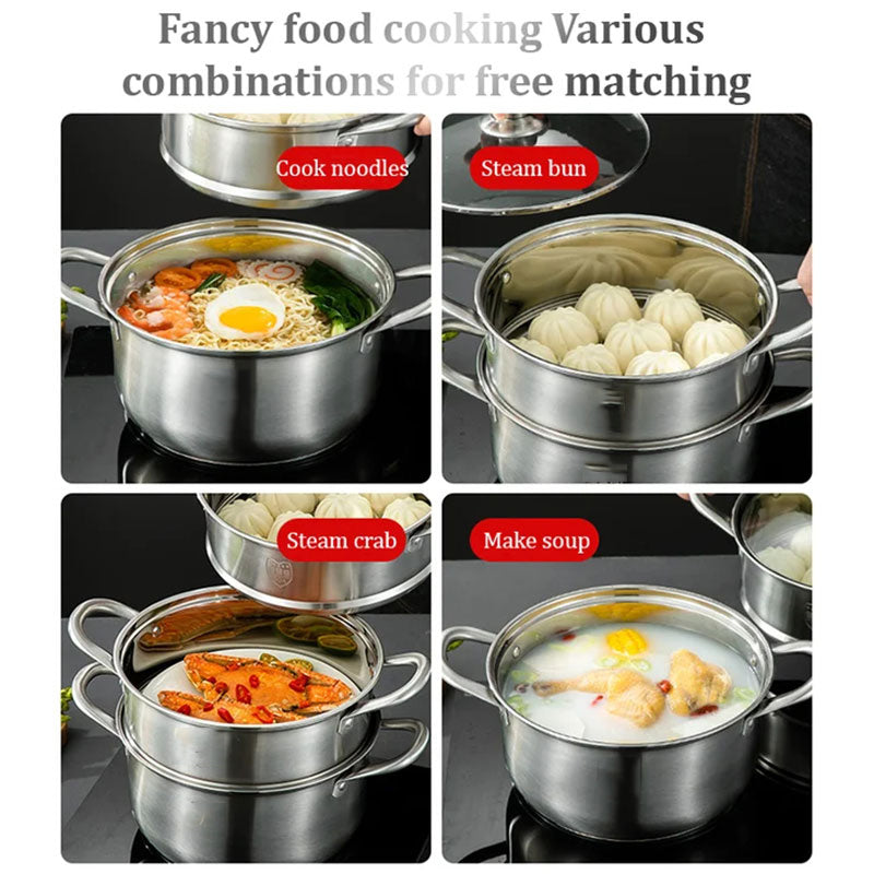 🔥Free Shipping🔥Stainless Steel Multifunctional Double-Layer Pot & Steamer