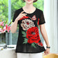 Women's Elegant Chiffon Short Sleeve Floral Print T-Shirt