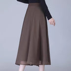 High-Waisted Tulle Midi Skirt, One-Piece Mesh Skirt