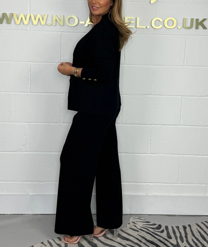 💕Gold Button Soft Knit Trouser Co-Ord