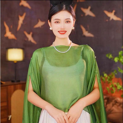 🎉Summer Hot Sale🎉Versatile Multi-Way Sheer Shawl Blouse