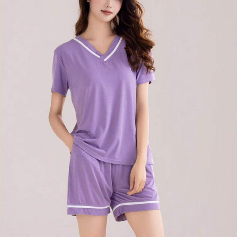 🔥30% OFF🔥Loose V-Neck Pajamas Set with Chest Pads