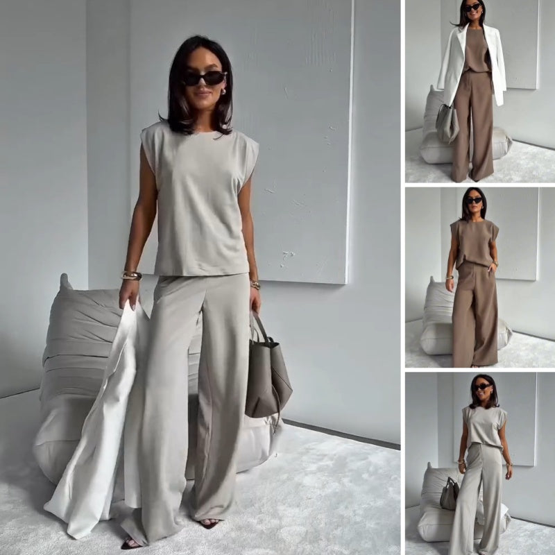 💖Women’s 2-Piece T-Shirt & Wide Leg Dress Pants Set👗