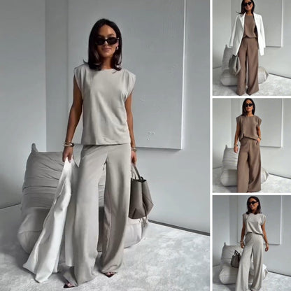 💖Women’s 2-Piece T-Shirt & Wide Leg Dress Pants Set👗