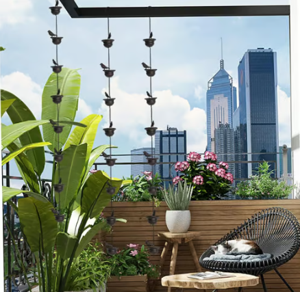 🔥Where Rain Meets Art – Decorative Rain Chain with Bird Bath Design