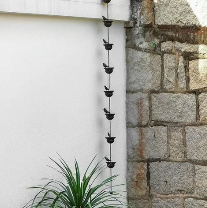 🔥Where Rain Meets Art – Decorative Rain Chain with Bird Bath Design