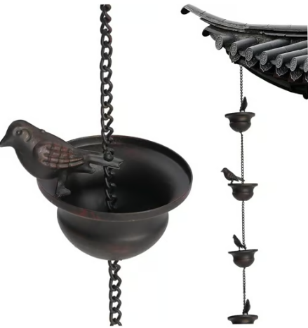 🔥Where Rain Meets Art – Decorative Rain Chain with Bird Bath Design