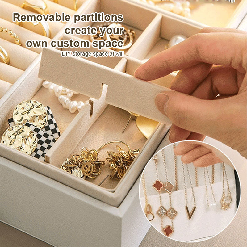 Large Capacity PU Leather Earrings & Necklace Organizer with Lock