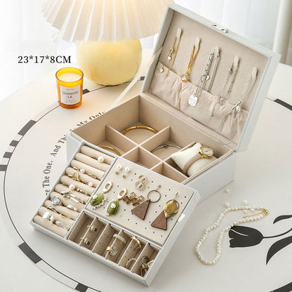 Large Capacity PU Leather Earrings & Necklace Organizer with Lock