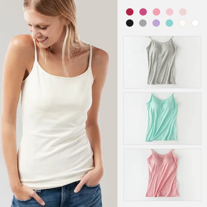 🔥Summer Sale - Stretch Cotton Camisole Built-in Bra