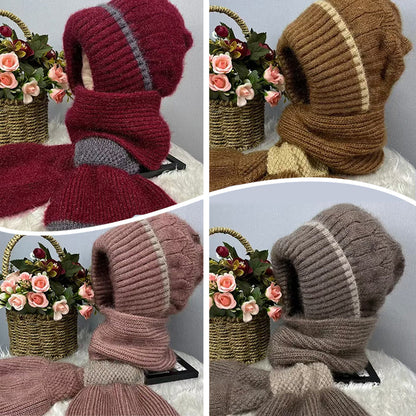 ❄️👩 Integrated Windproof Hat Scarf for Women - Warm Knitted Design, Ear Protection & Multiple Colors (Versatile for Winter Activities)!
