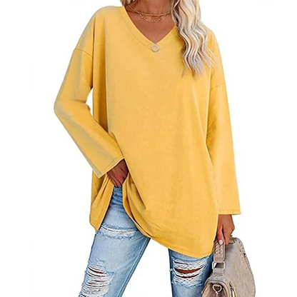 💋Women's Loose Long Sleeve Fashion V-neck Top